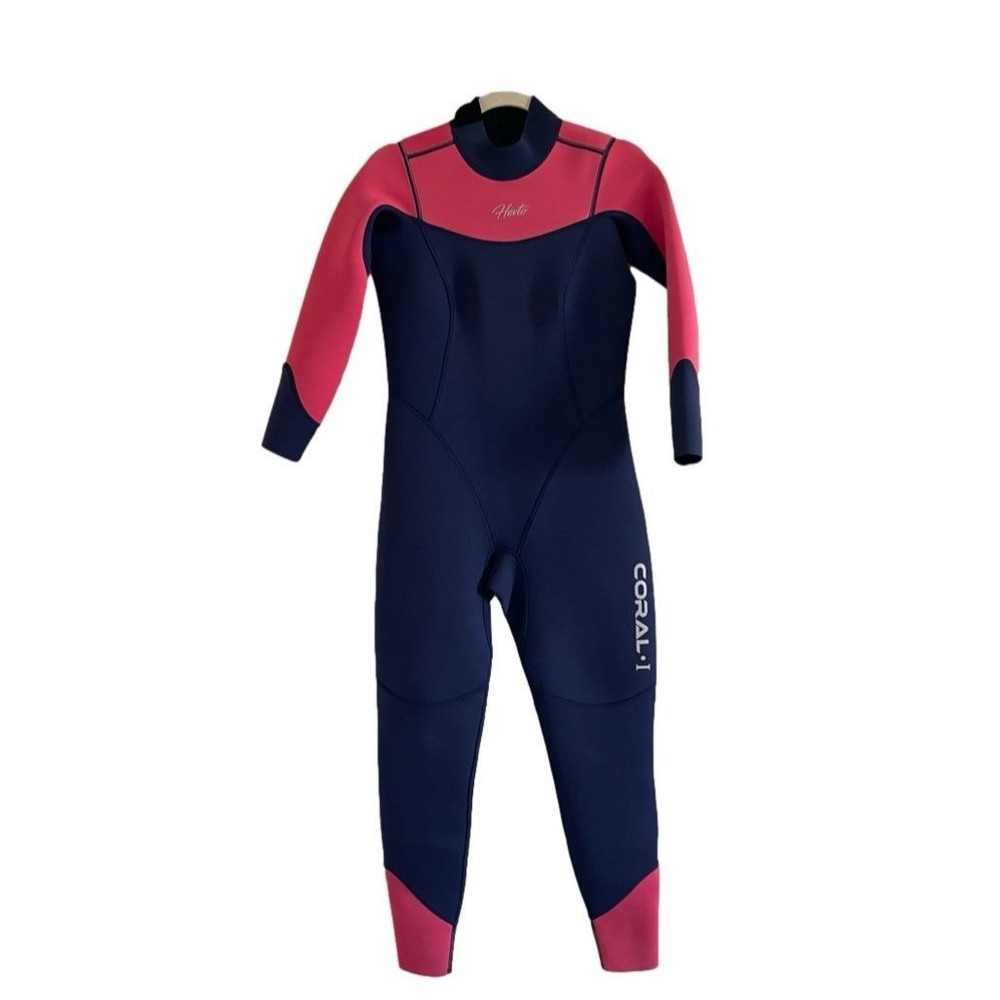 Hevto Full Wetsuit Women's SMALL 3/2mm Neoprene Coral 1 Hot Pink Navy